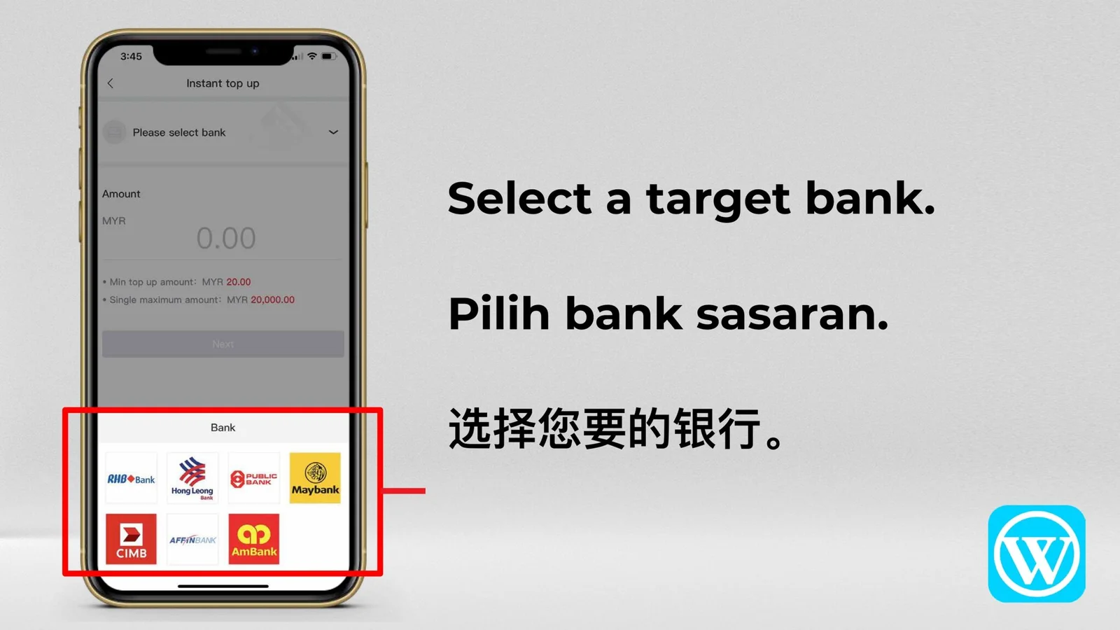 WINBOX Instant Top Up tutorial screen 4 of 9