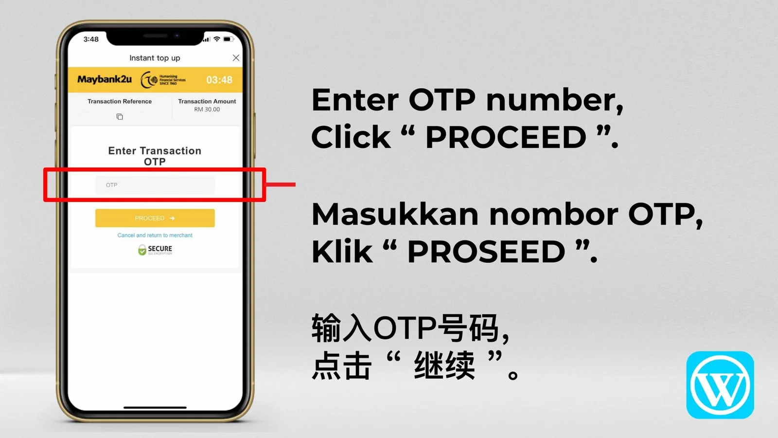 WINBOX Instant Top Up tutorial screen 7 of 9