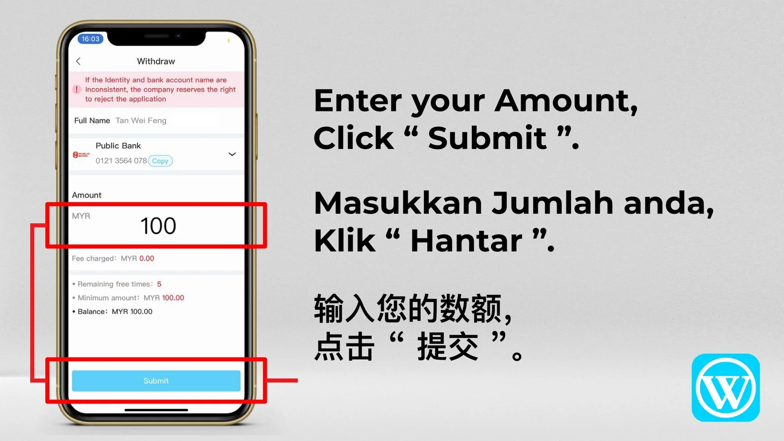 WINBOX withdrawal tutorial screen 11 of 13